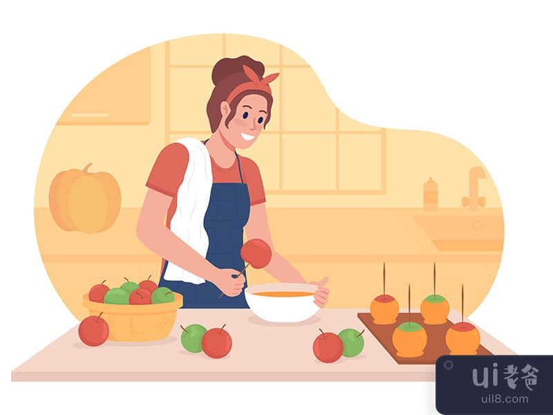 Cooking fall treats 2D vector isolated illustration