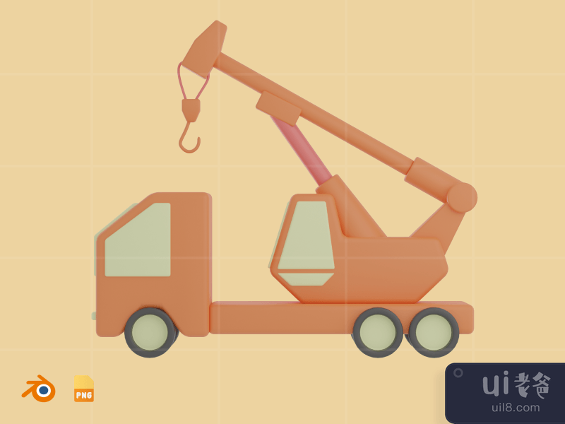 Crane Truck - 3D Construction Illustration (front)