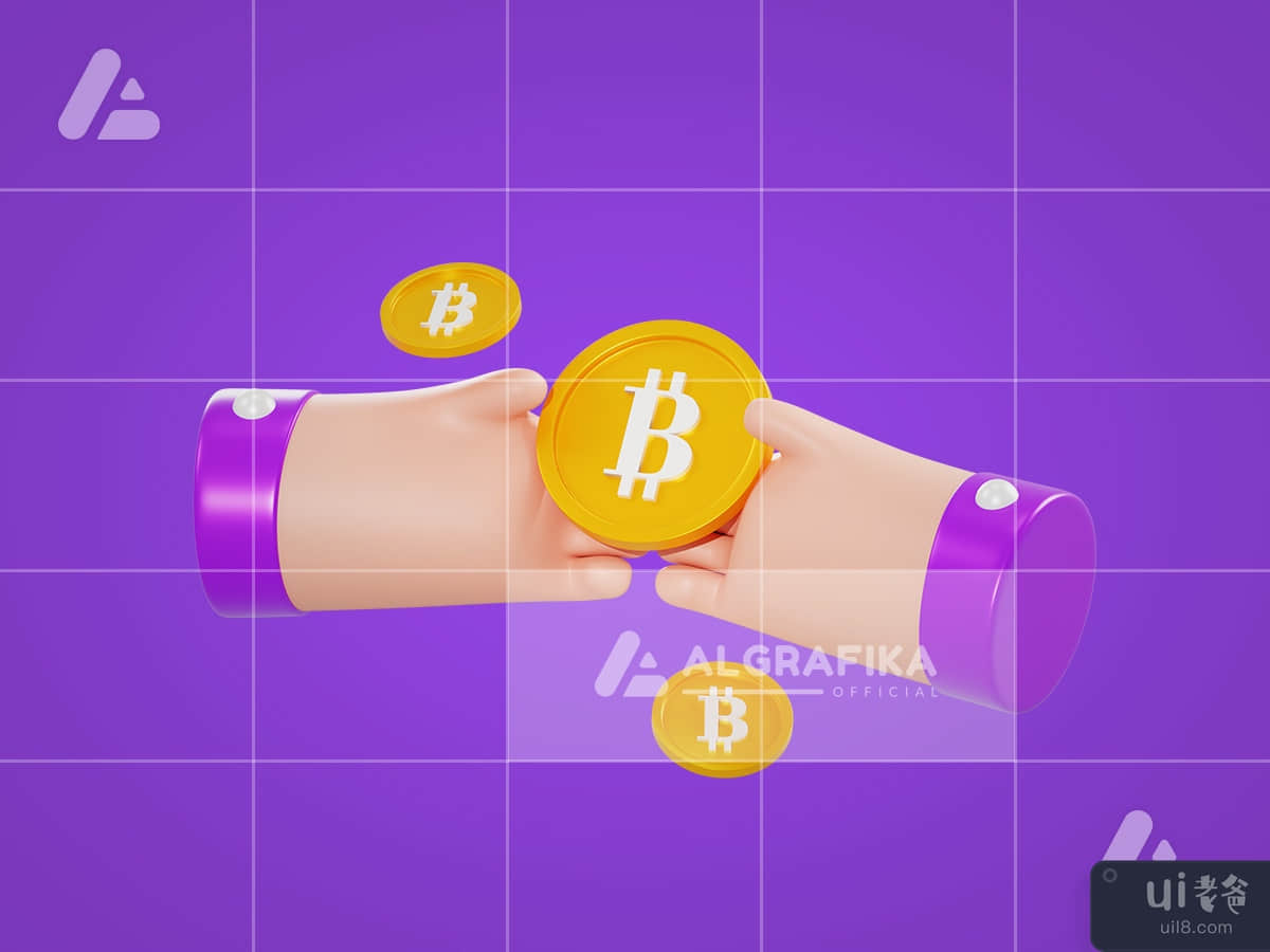 3d illustration bitcoin agreement