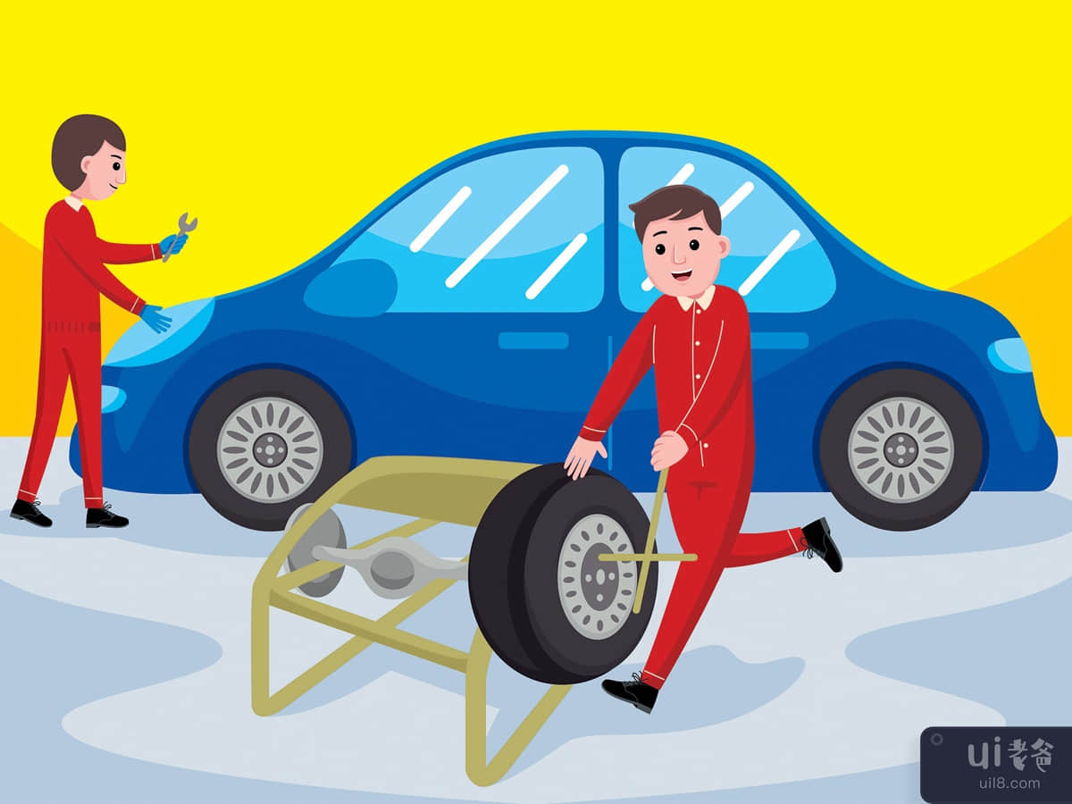 Car Mechanic Profession Vector Illustration