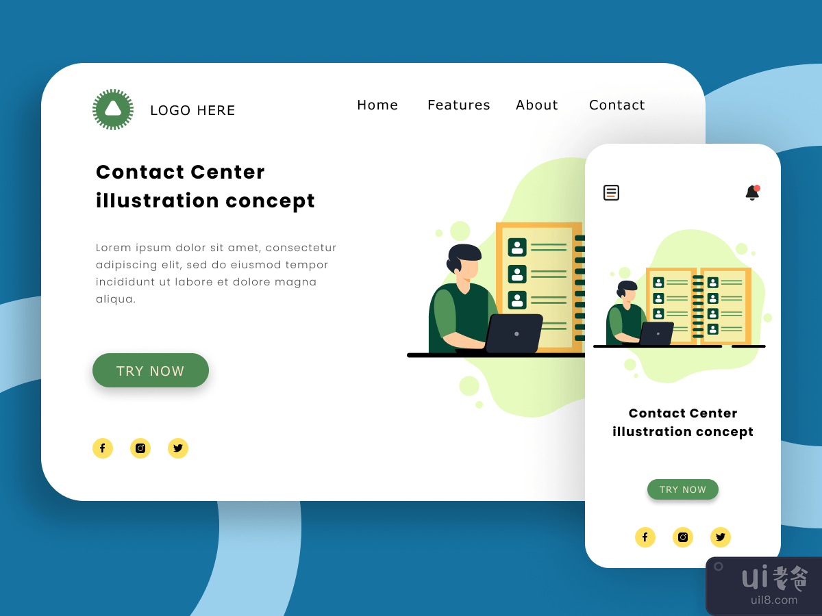 Contact Center. Contact list concept