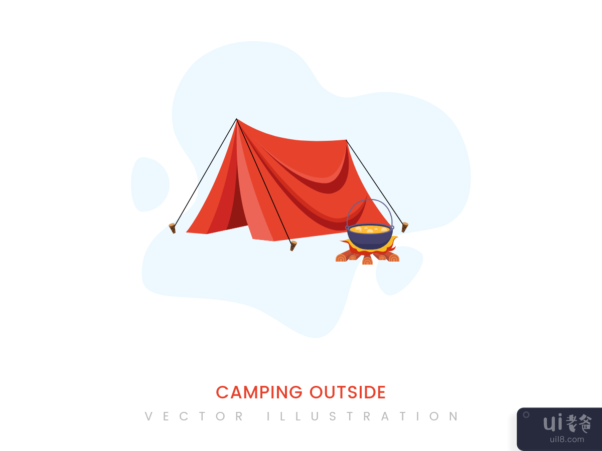 露营外平面设计理念(Camping Outside flat design concept)插图2