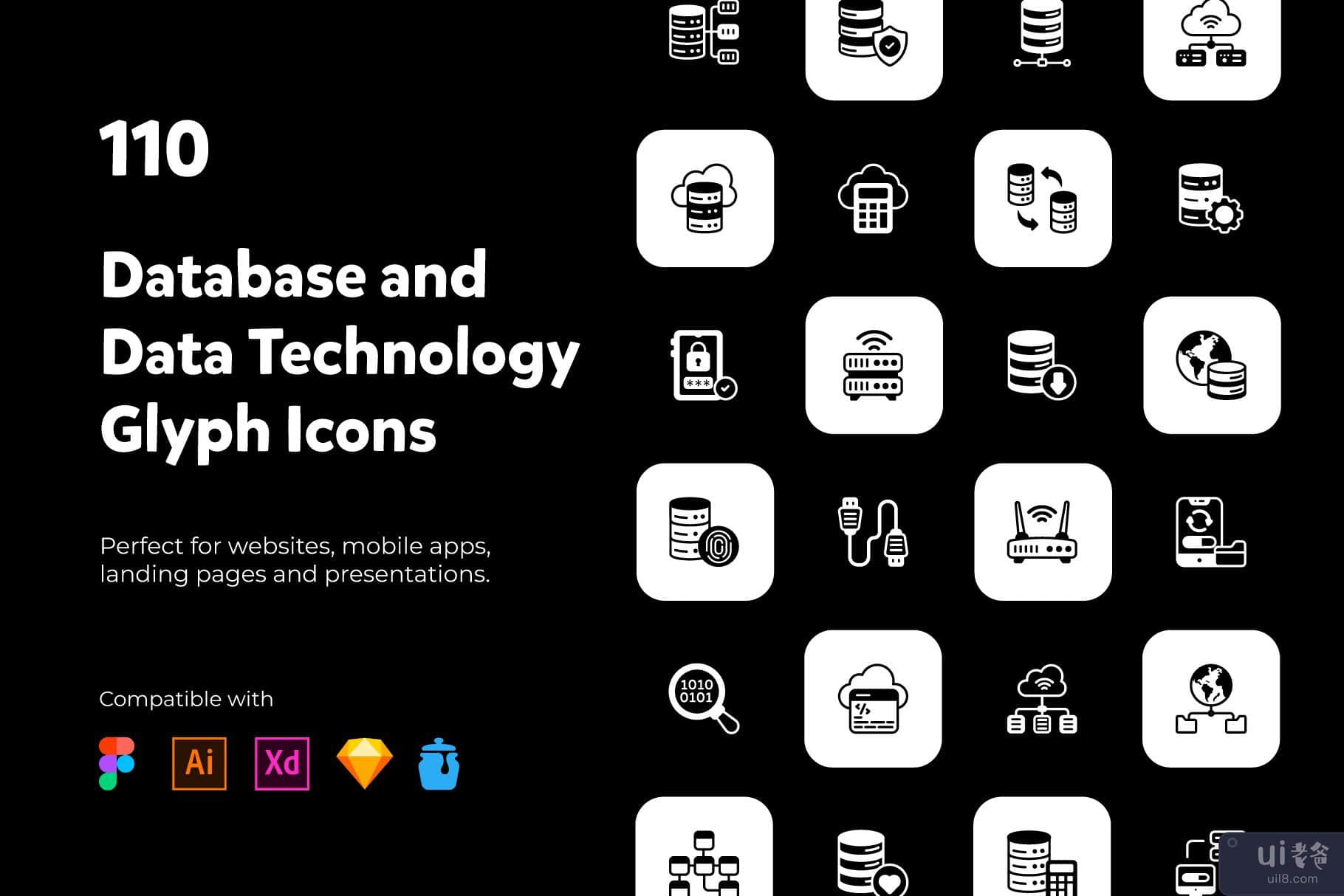 110 个数据库和技术图标(110 Database and Technology Icons)插图8