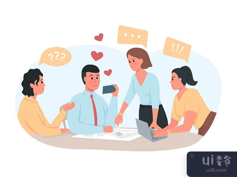 Addictive dating application 2D vector isolated illustration