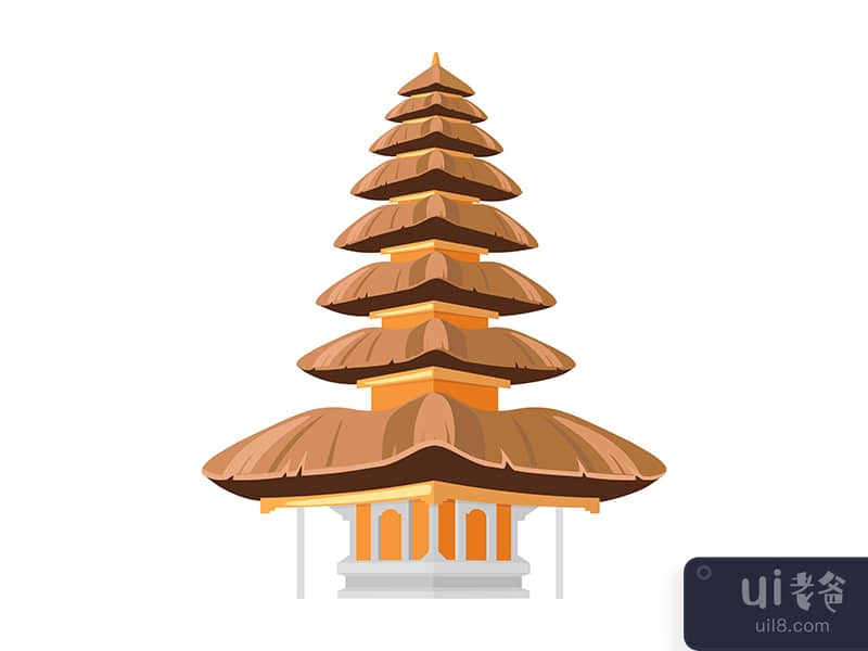 Chinese temple semi flat color vector object