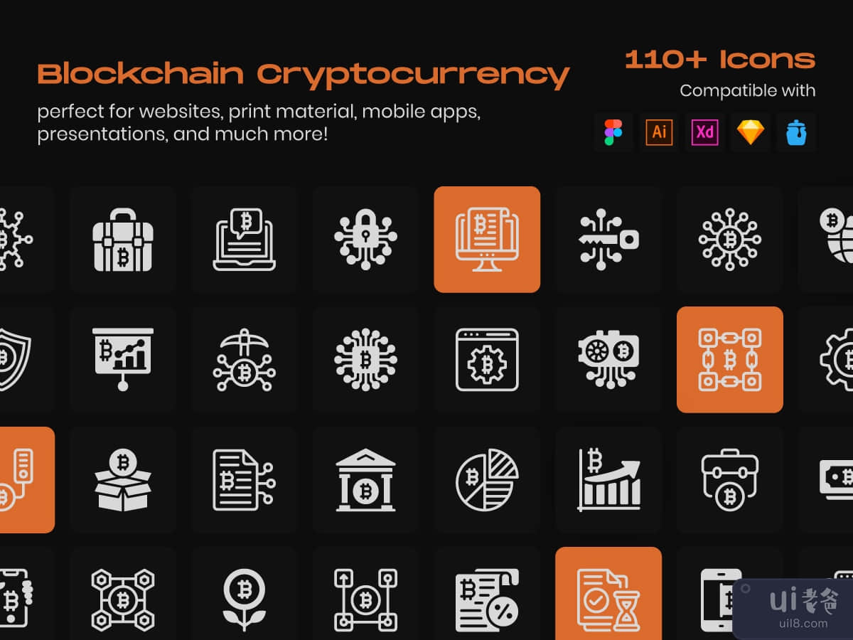  Bitcoin Technology Linear Icons 