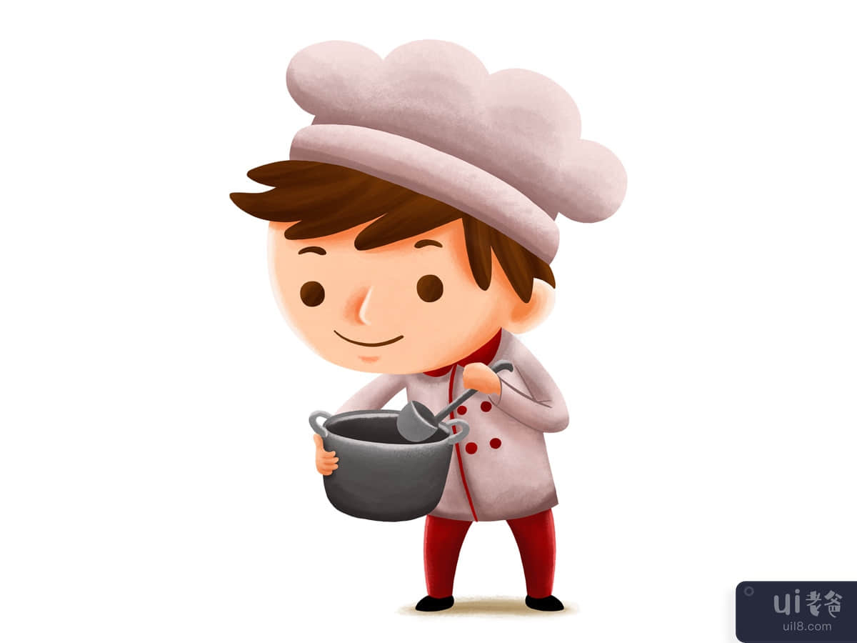 厨师职业 — 儿童插画(Chef Profession — Kids Illustration)插图2