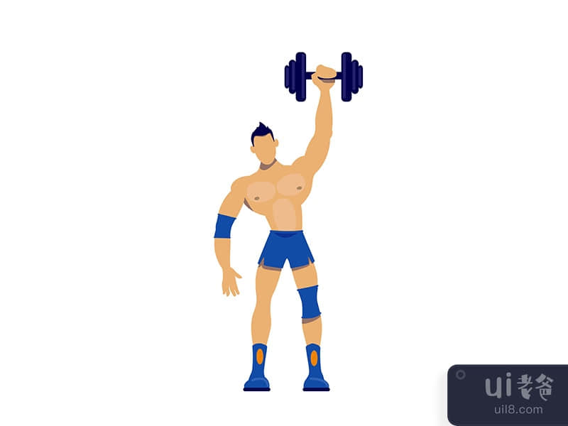 Athlete with sport equipment flat color vector faceless character