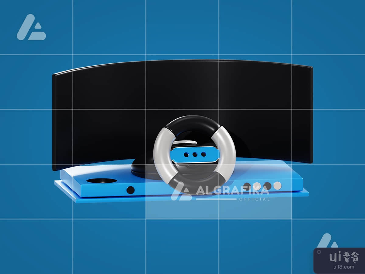 3d gaming steering object with transparent background