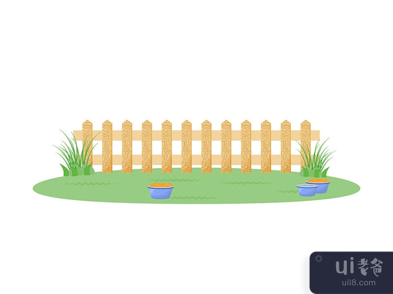 Backyard with fence flat color vector illustration
