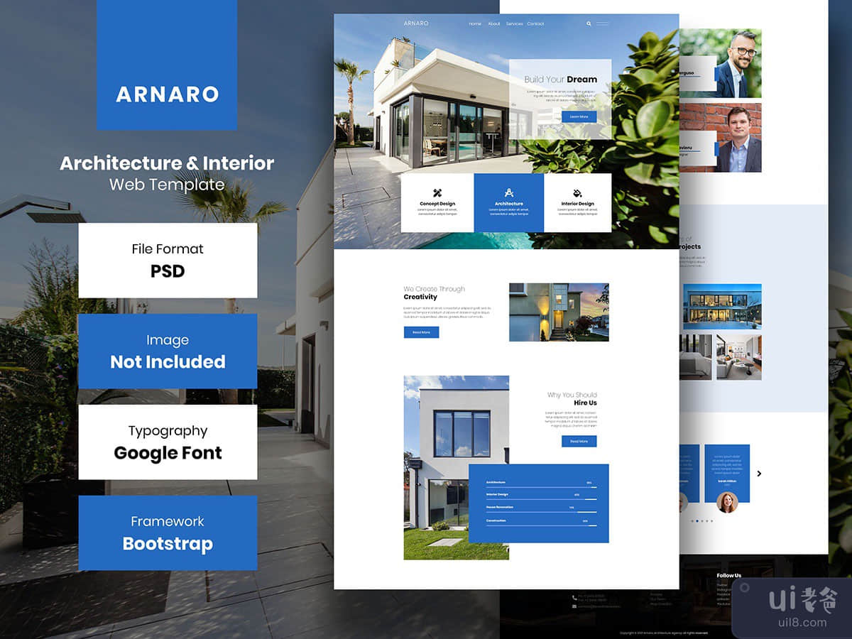ARNARO - Architecture & Interior Web Landing Page Psd Template