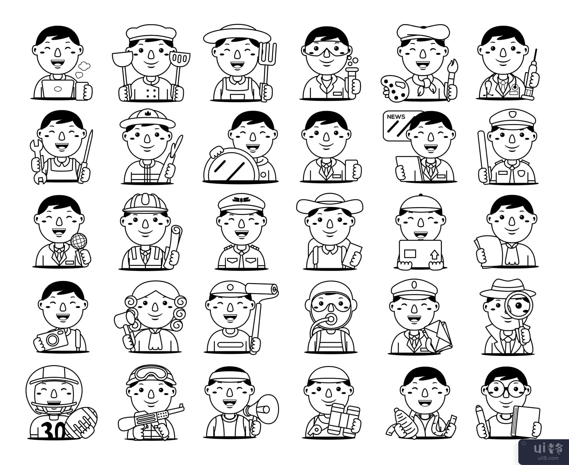 男人职业图标包-大纲(Man Profession Icon Pack - Outline)插图2