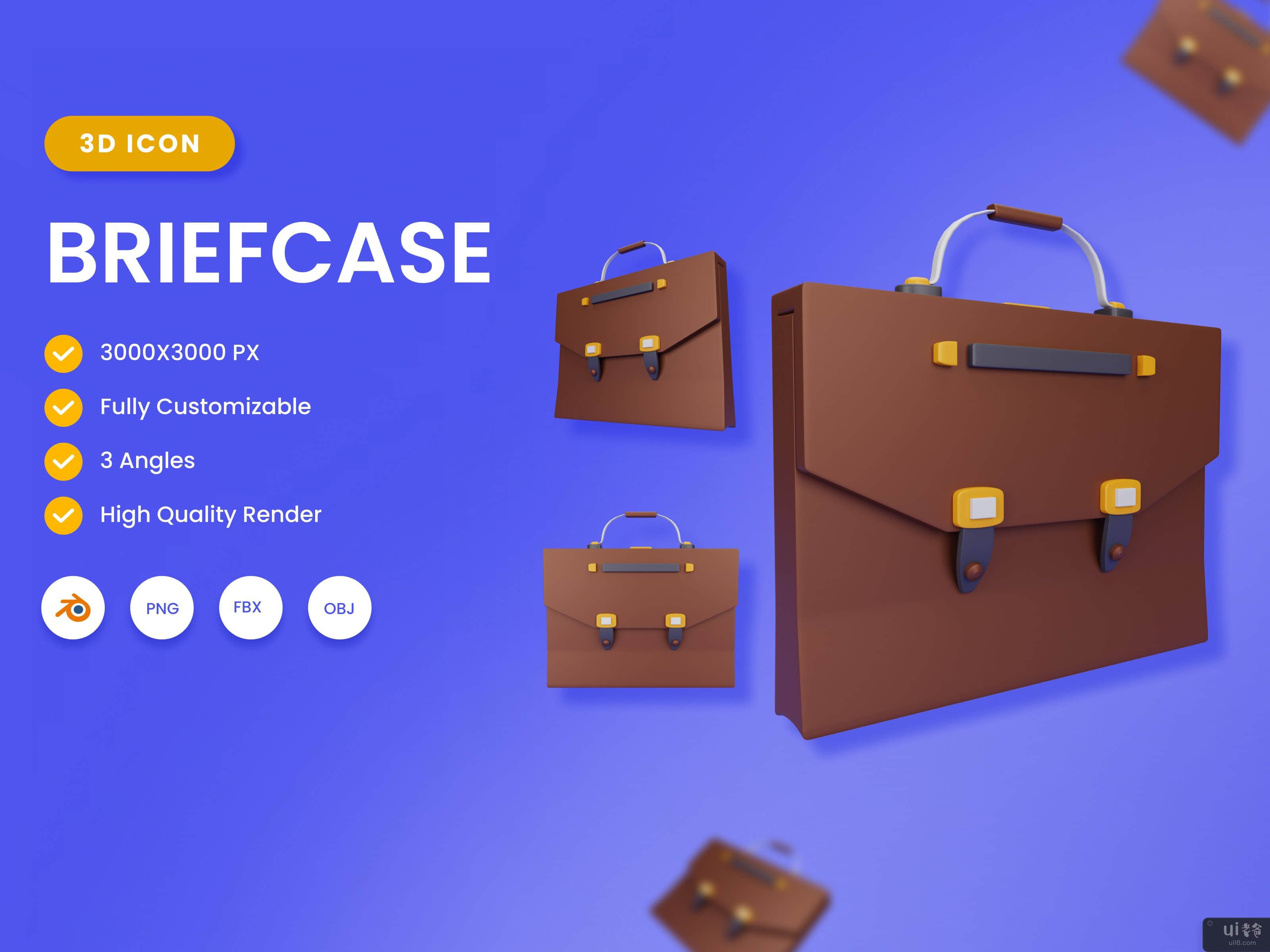 3D 公文包插图(3D Briefcase illustration)插图2