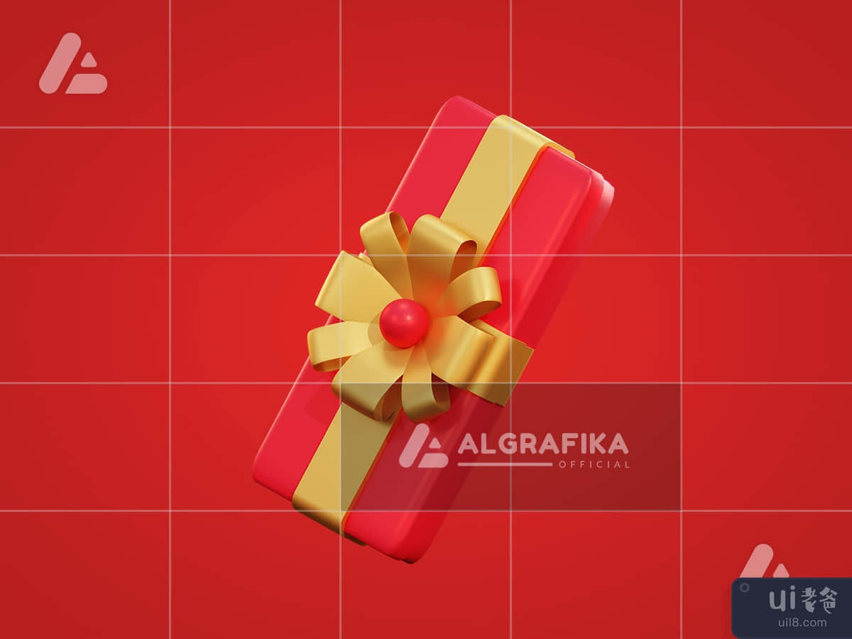 3d christmas small red giftbox