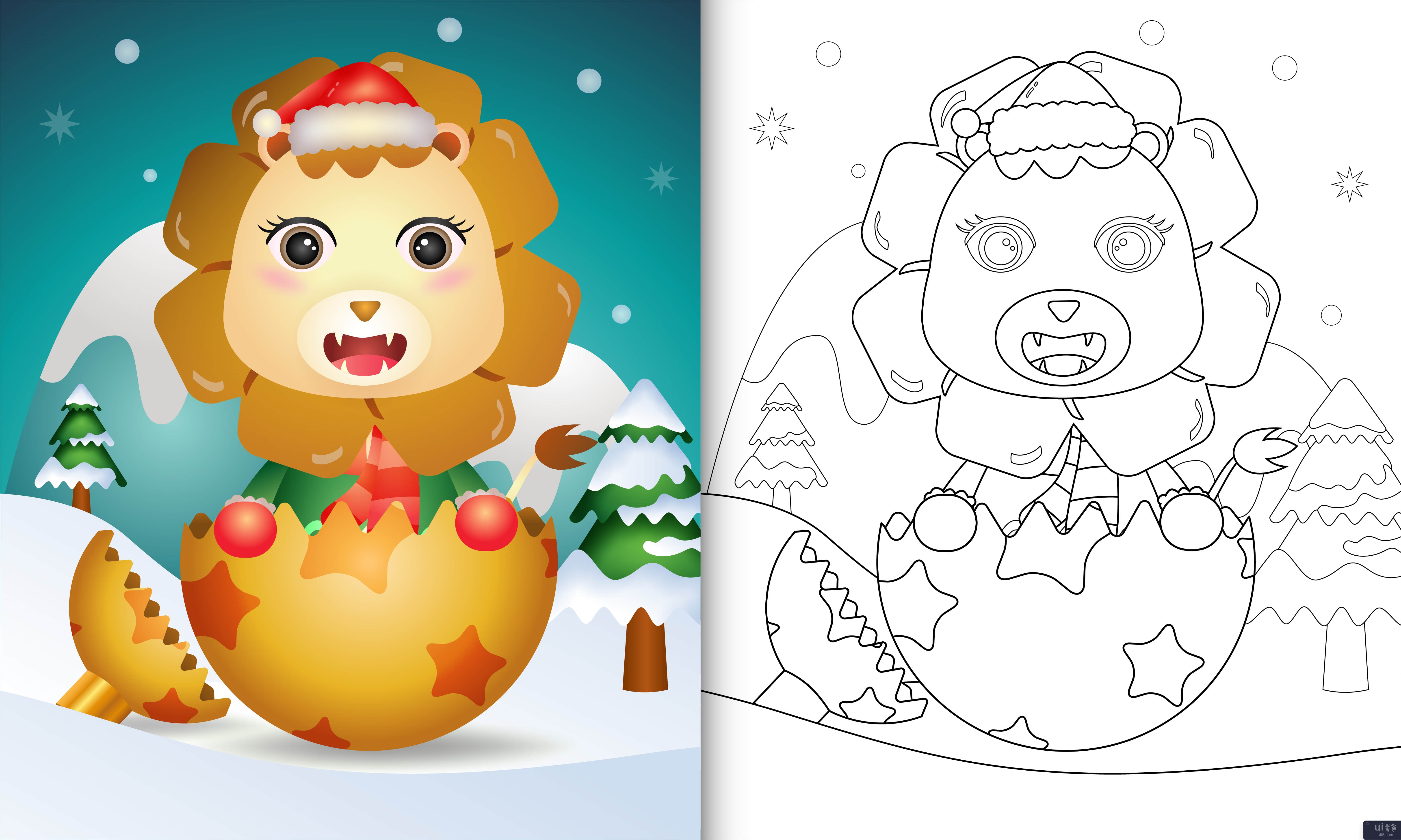 带可爱狮子的孩子们的图画书(coloring book for kids with a cute lion)插图2