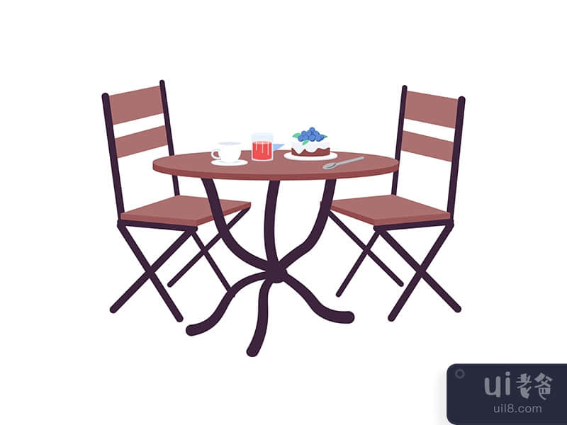Cafe table with order flat color vector object