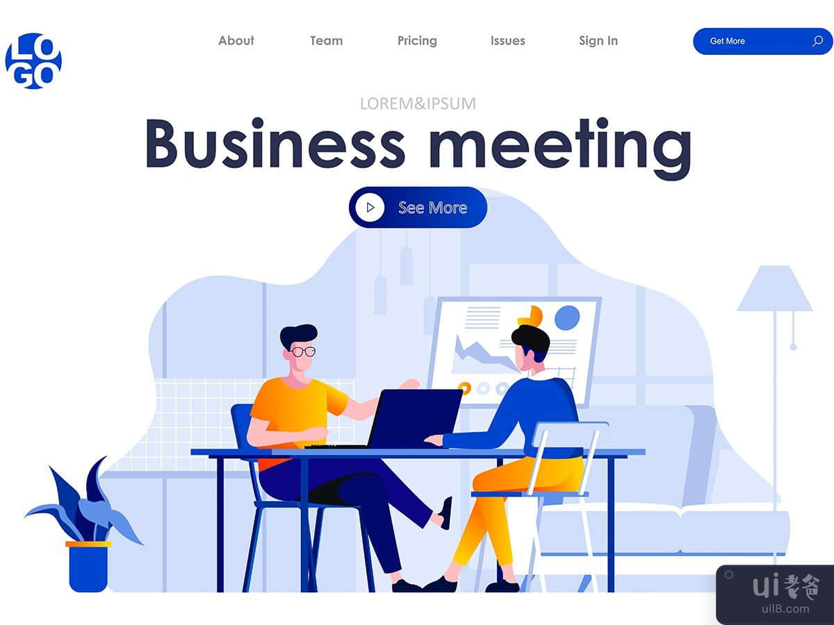 Business Meeting Landing Page Flat Concept