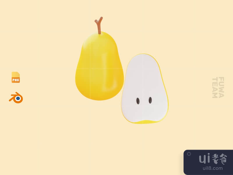Cute 3D Fruit Illustration Pack - Pear