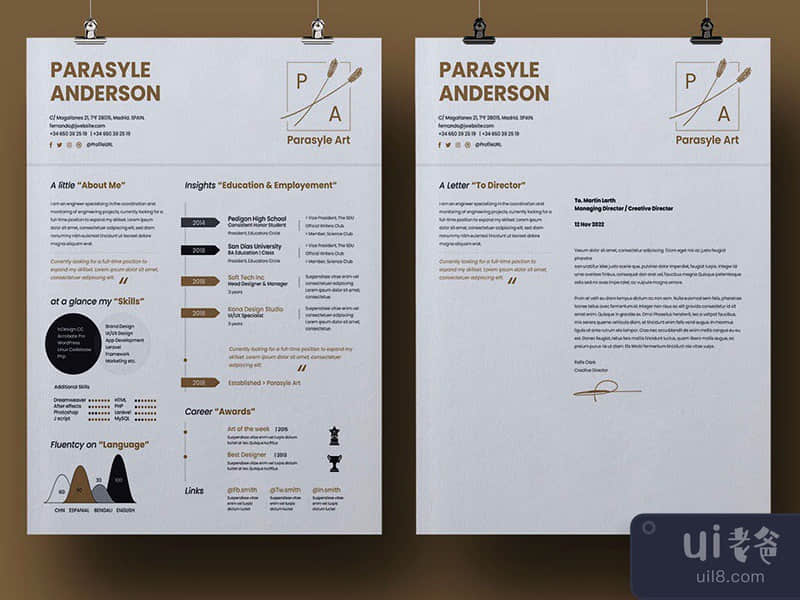Creative Resume CV Template 1 pages Resume + Cover Letter