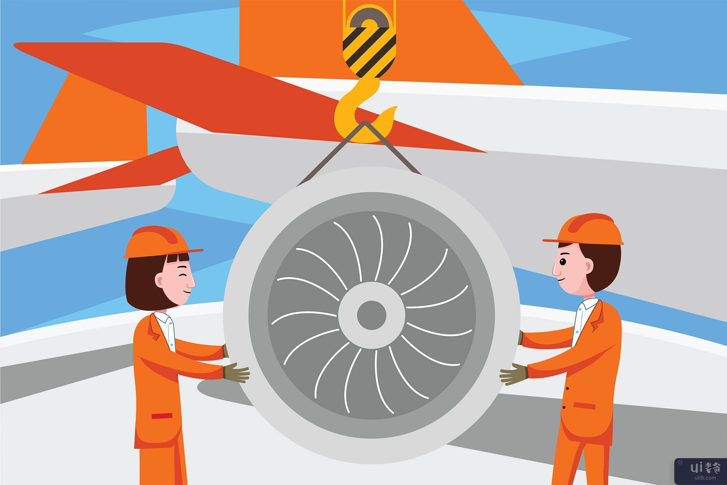 飞机工程师职业矢量图(Airplane Engineer Profession Vector Illustration)插图2