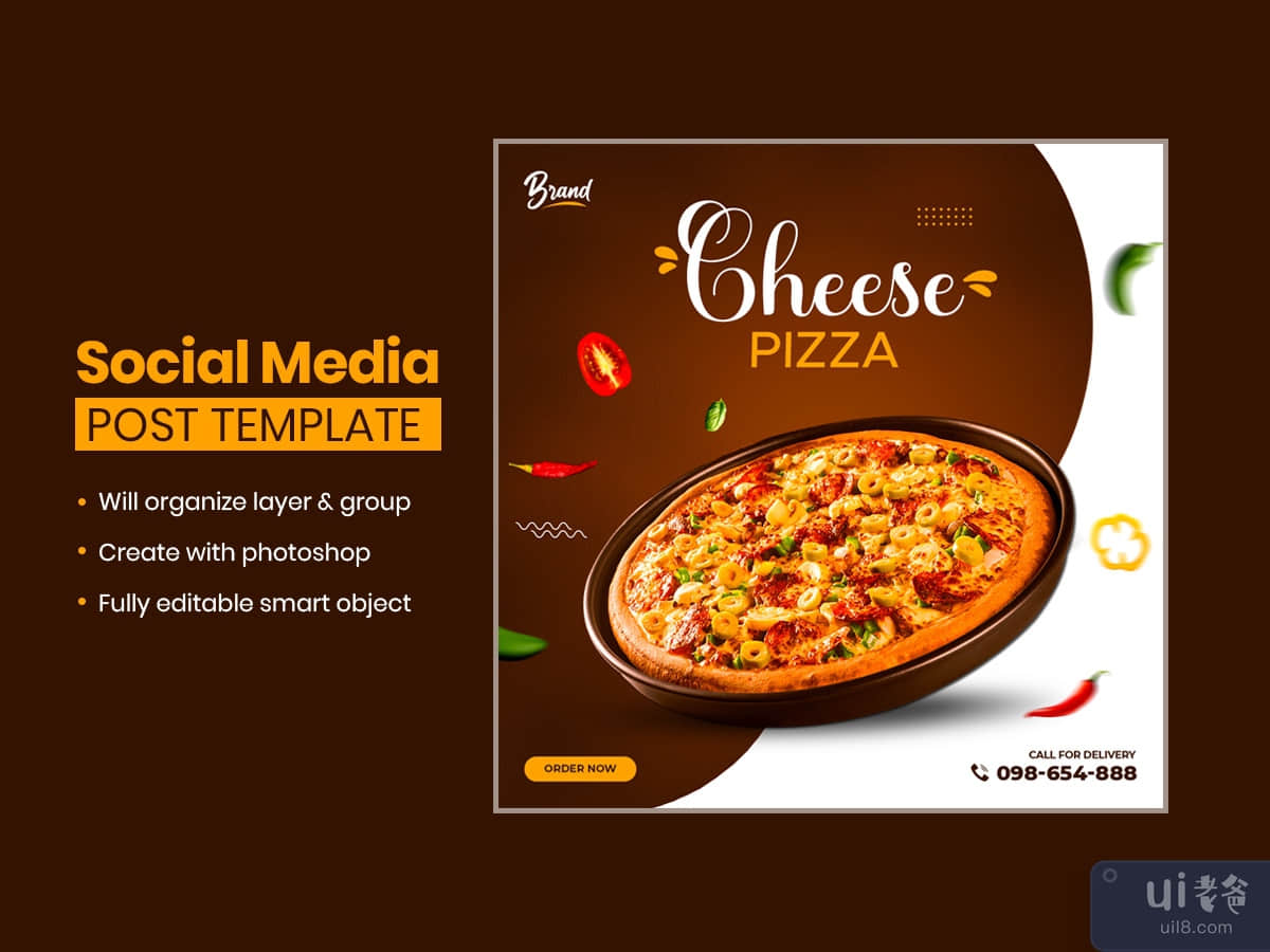 Cheese pizza social media design
