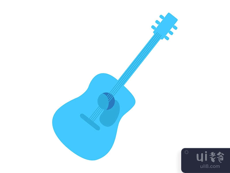 Blue acoustic guitar semi flat color vector object
