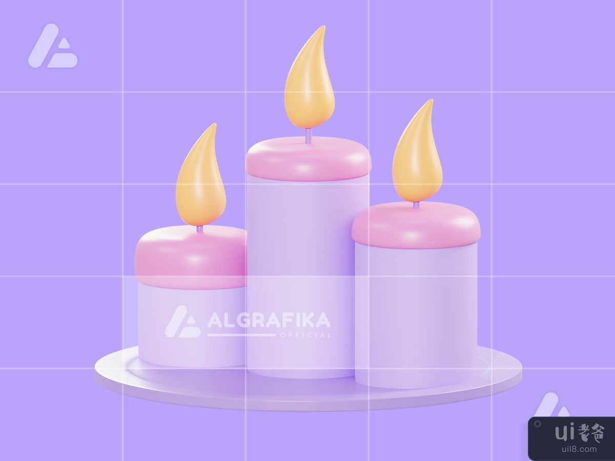 3d illustration candle spa object