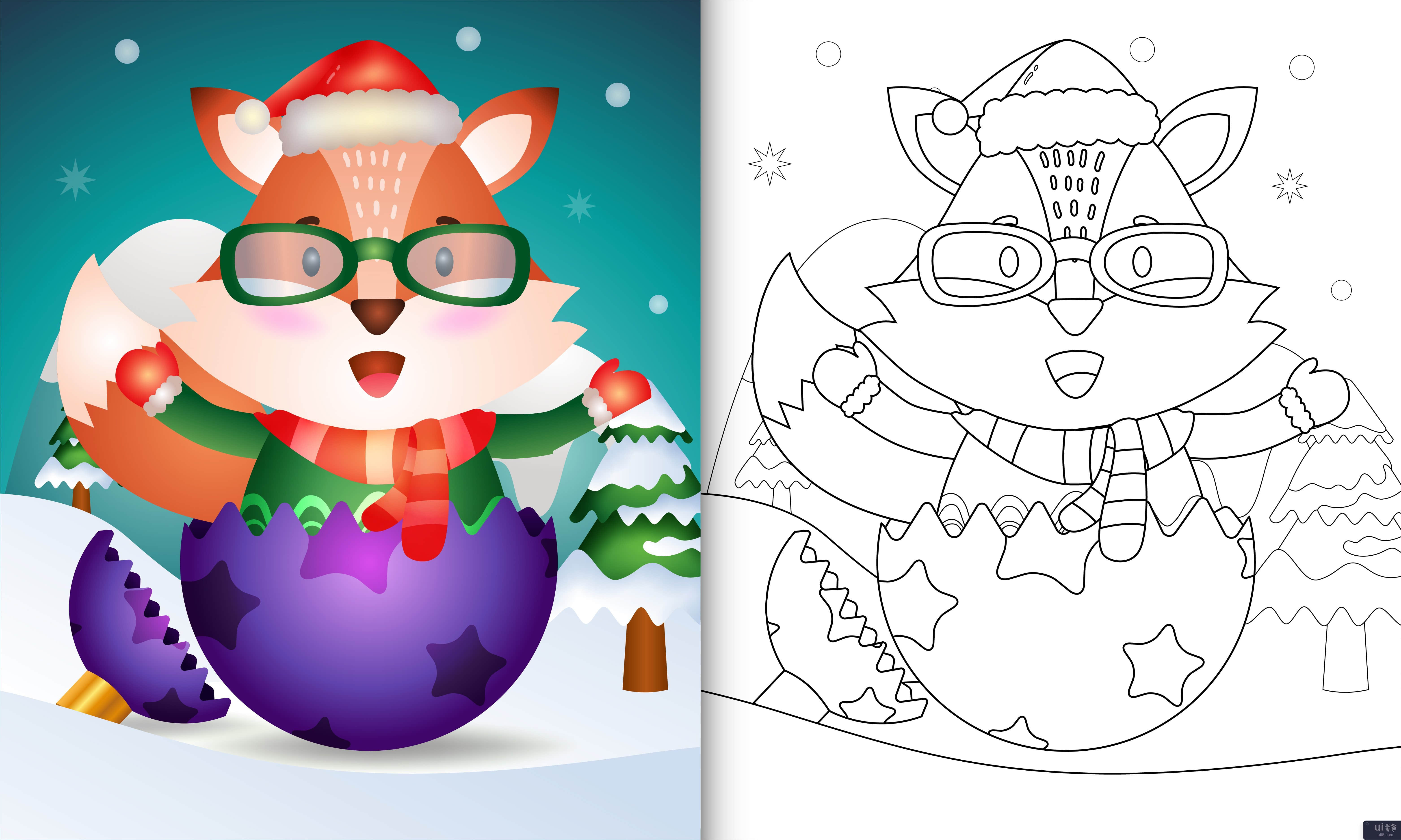 有一只可爱狐狸的孩子的图画书(coloring book for kids with a cute fox)插图2