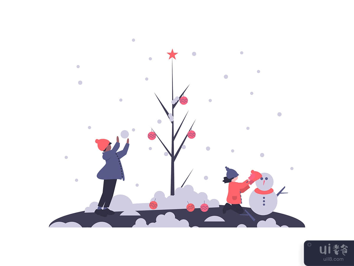 Christmas snow game playing illustration