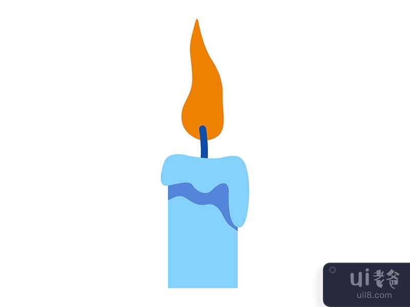 Burning blue candle semi flat color vector object