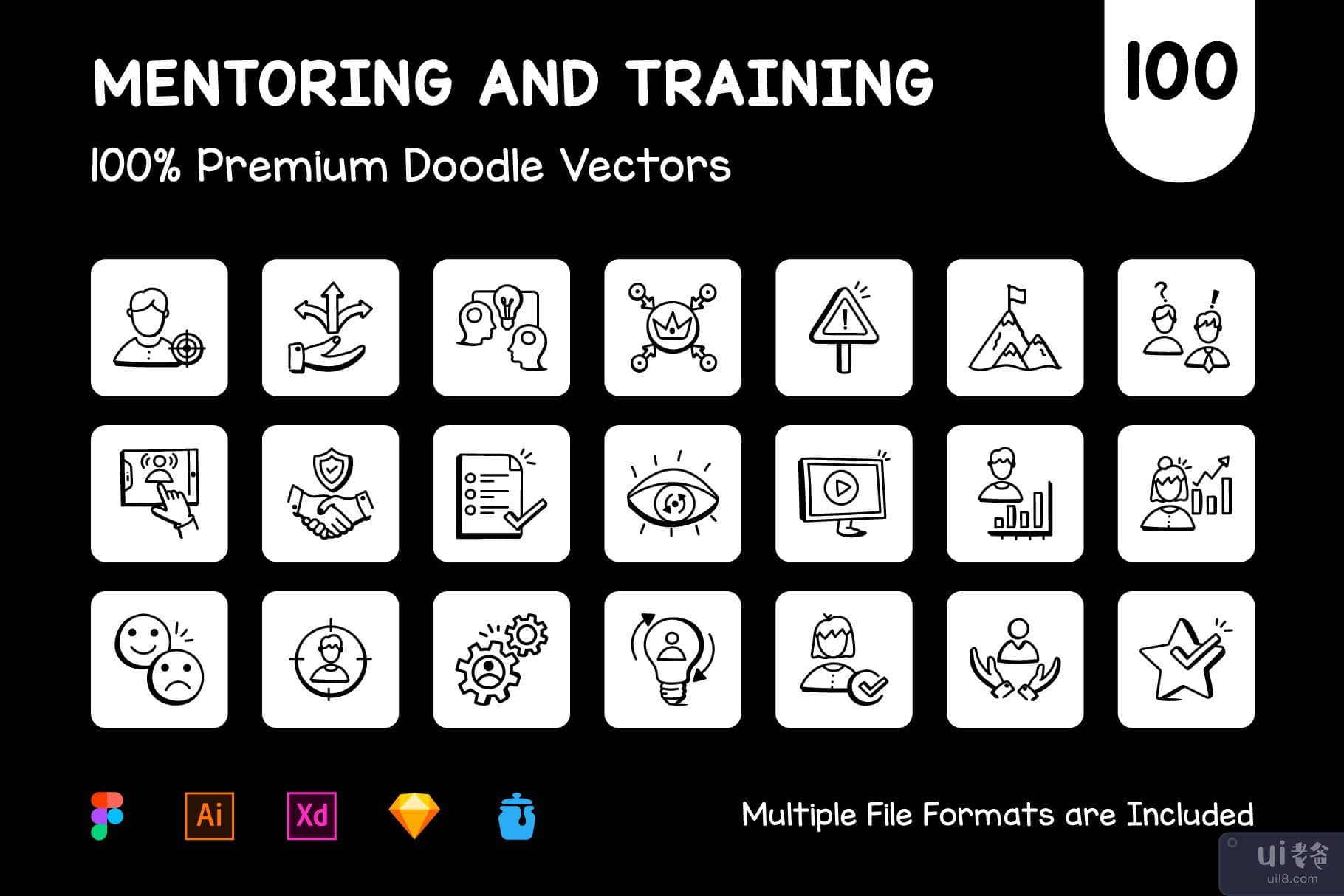 110 指导和培训矢量图标(110 Mentoring and Training Vector Icons)插图8