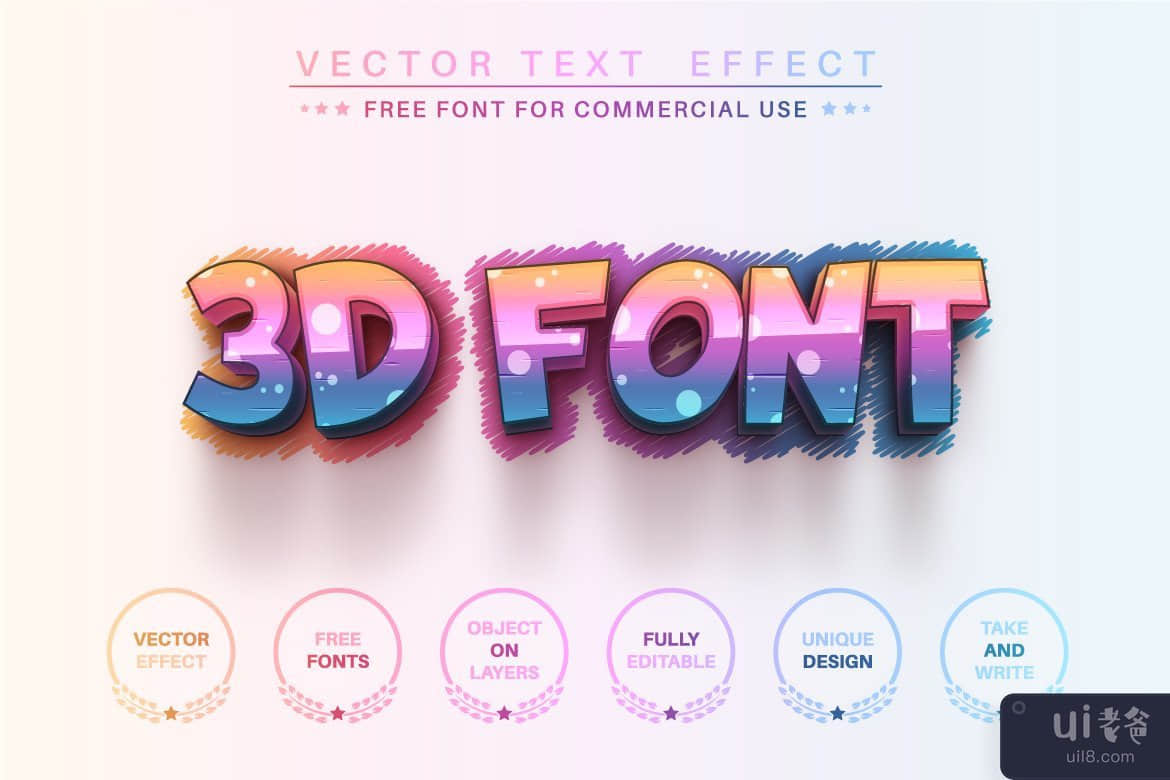 3D Unicorn - 可编辑的文字效果，字体样式(3D Unicorn - Editable Text Effect, Font Style)插图2