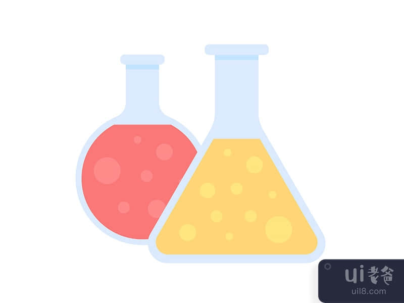 Chemical beakers with liquid semi flat color vector item