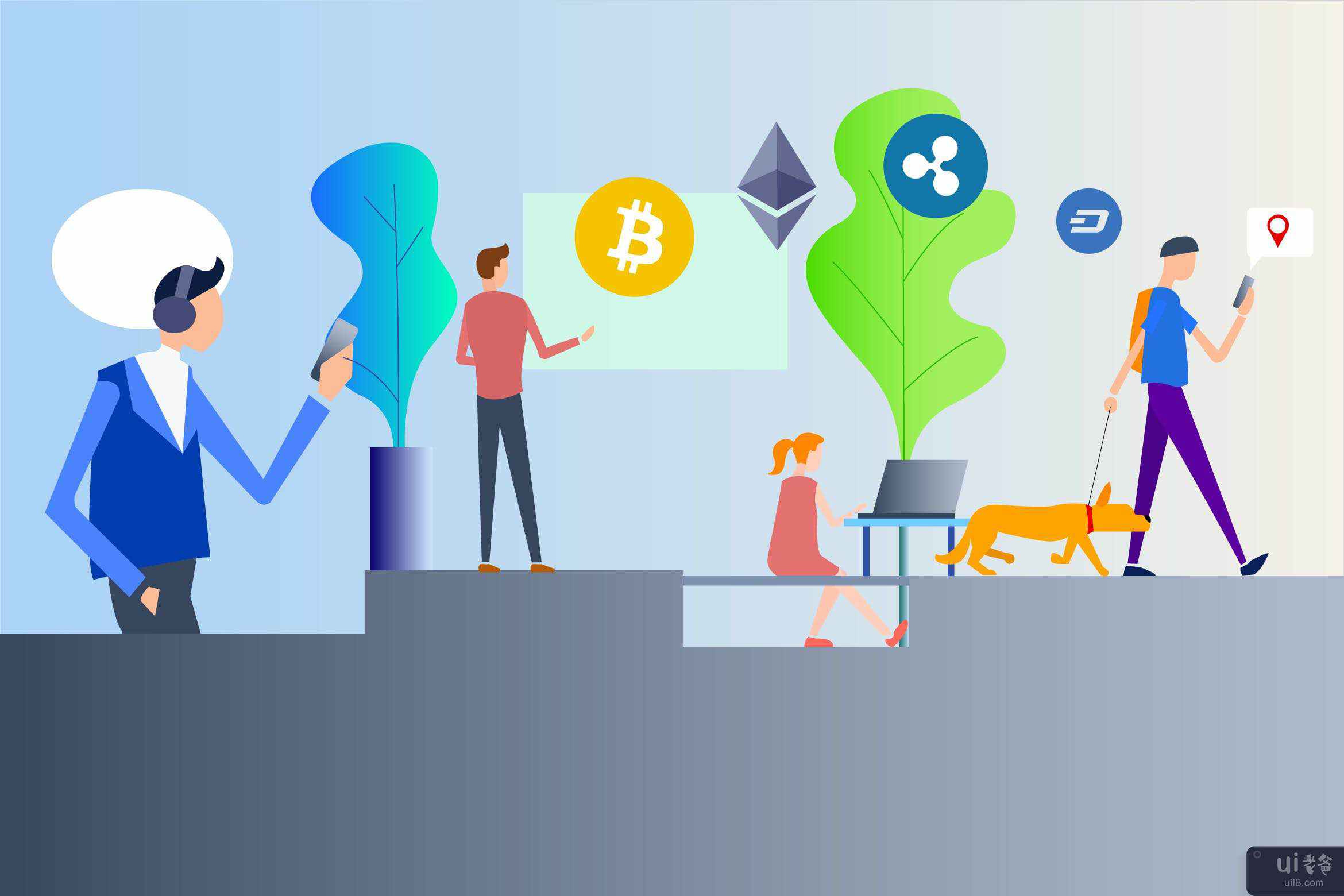 Cryptocurrency 生活 2D 插图(Cryptocurrency Life 2D Illustration)插图2