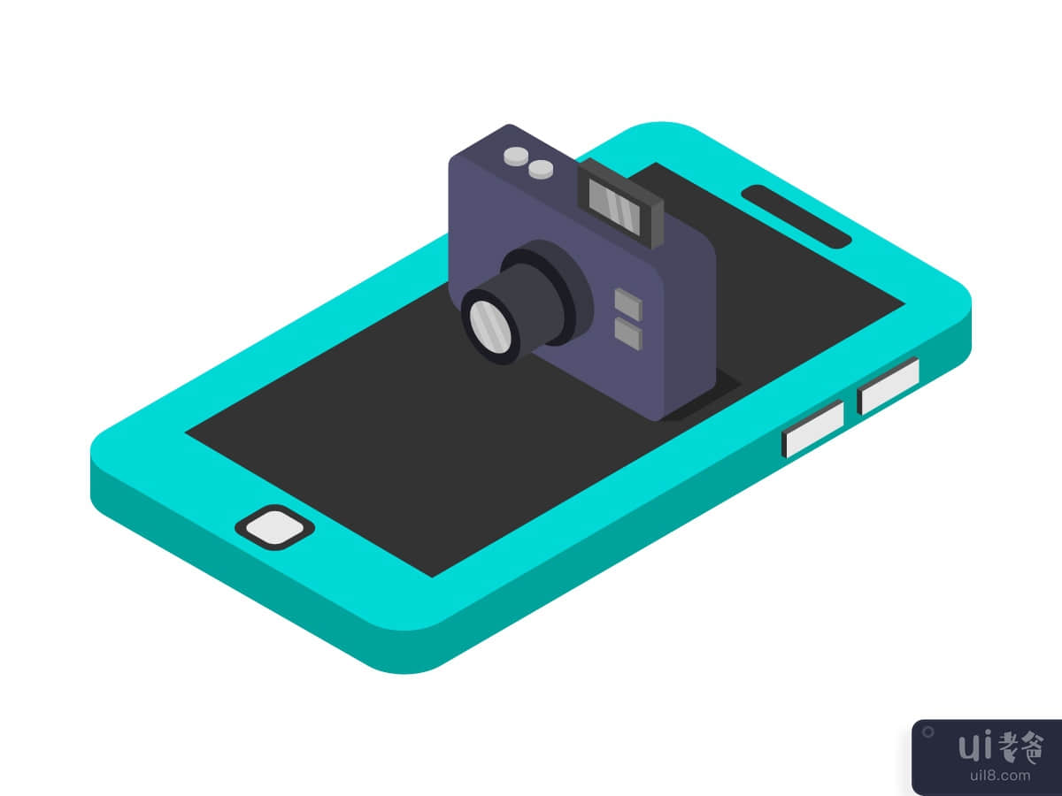 Camera on isometric smartphone
