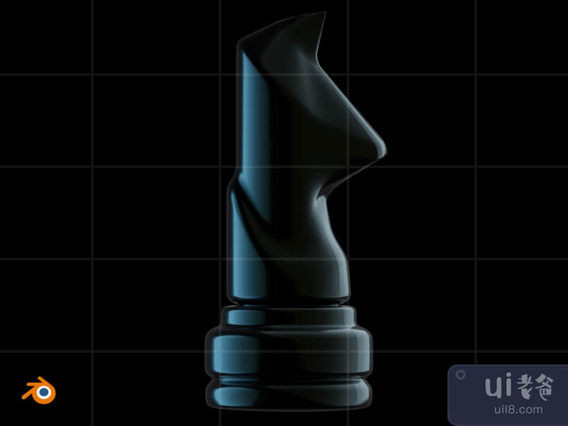 3D Chess game glow in the dark illustration pack - Knight (Front)