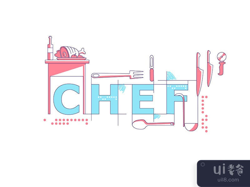 Chef word concepts word concepts thin line vector banner