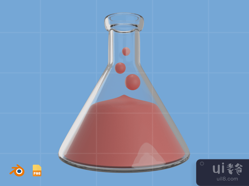Chemical Flask - 3D Healthcare Illustration Pack (front)