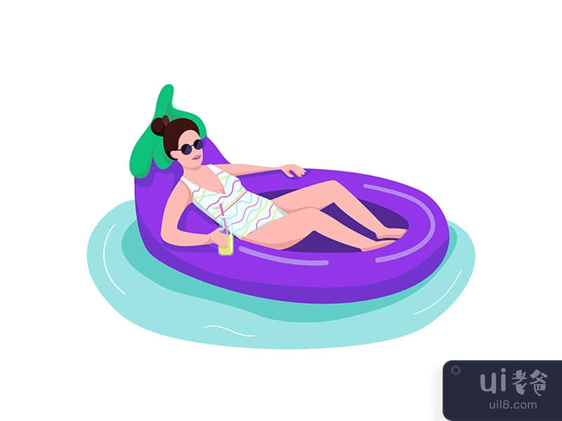 Attractive woman in sunglasses flat color vector faceless character