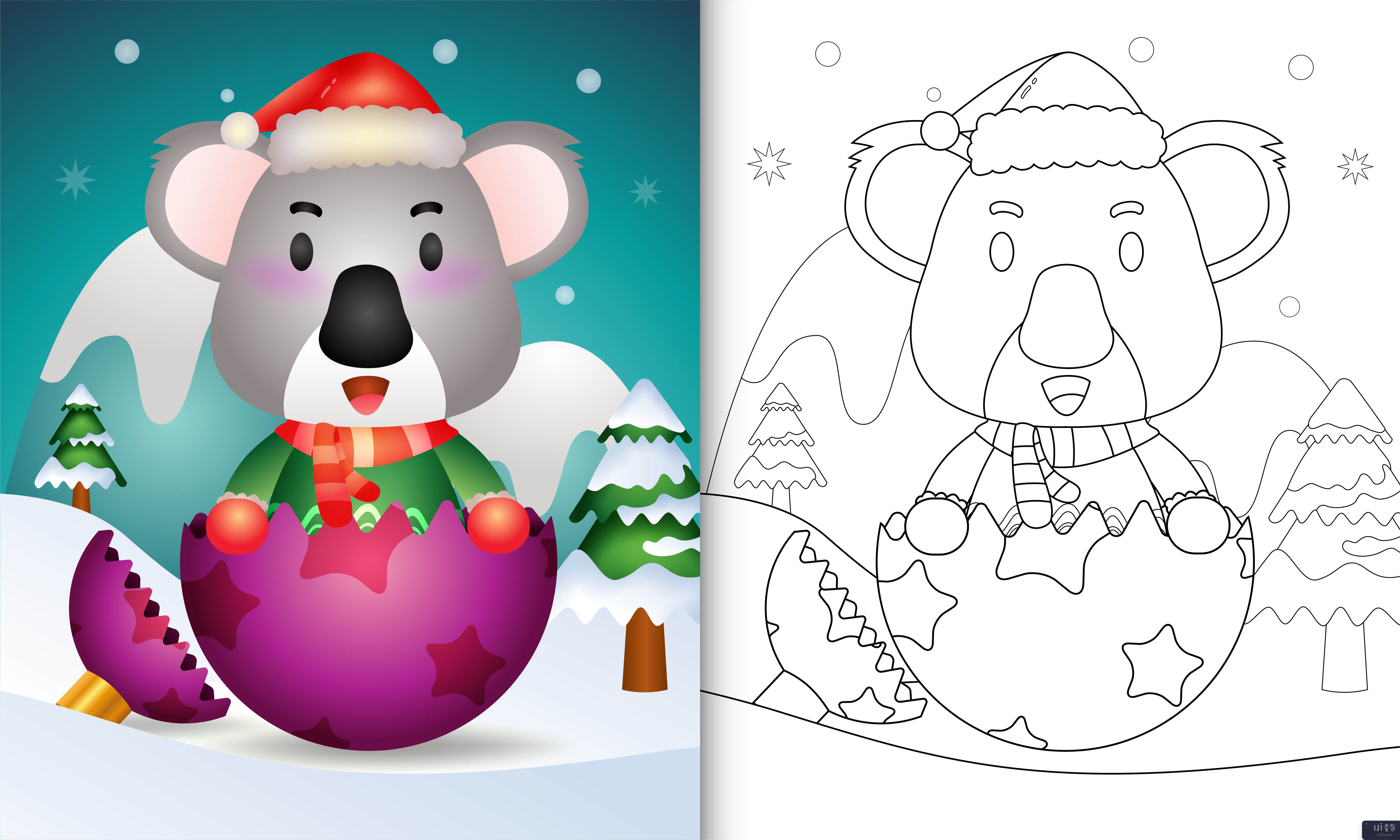 带着可爱考拉的孩子们的图画书(coloring book for kids with a cute koala)插图2
