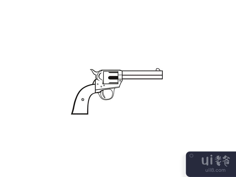 Colt Single Action Revolver or Wheel Gun Handgun Side View Stencil 