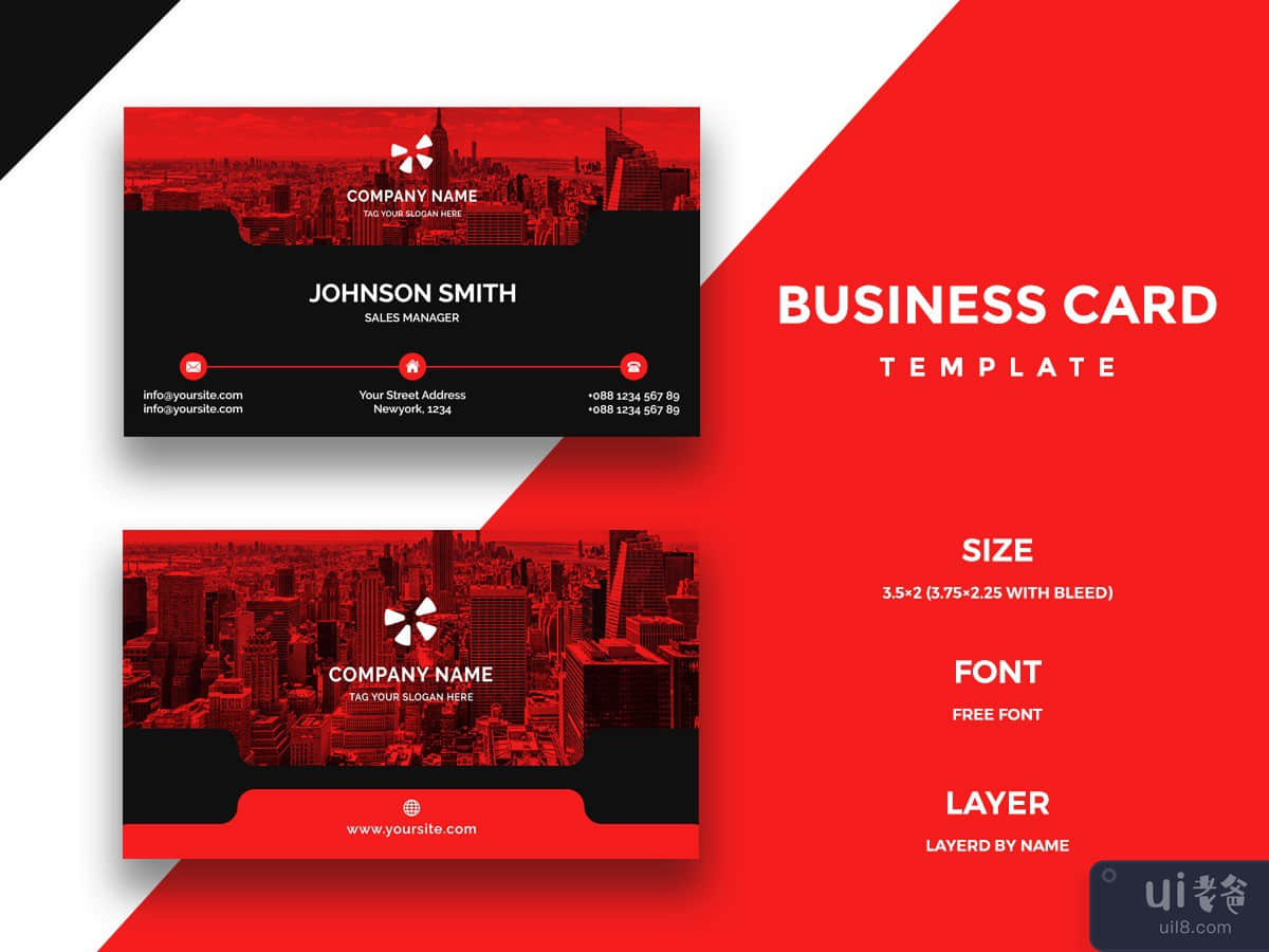 Creative Red Color Business Card