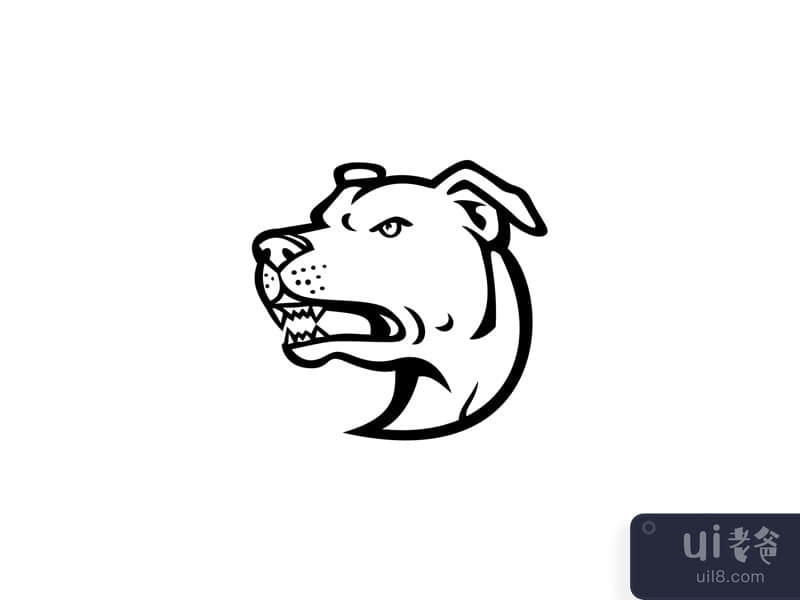 American Staffordshire Terrier Head Mascot Black and White