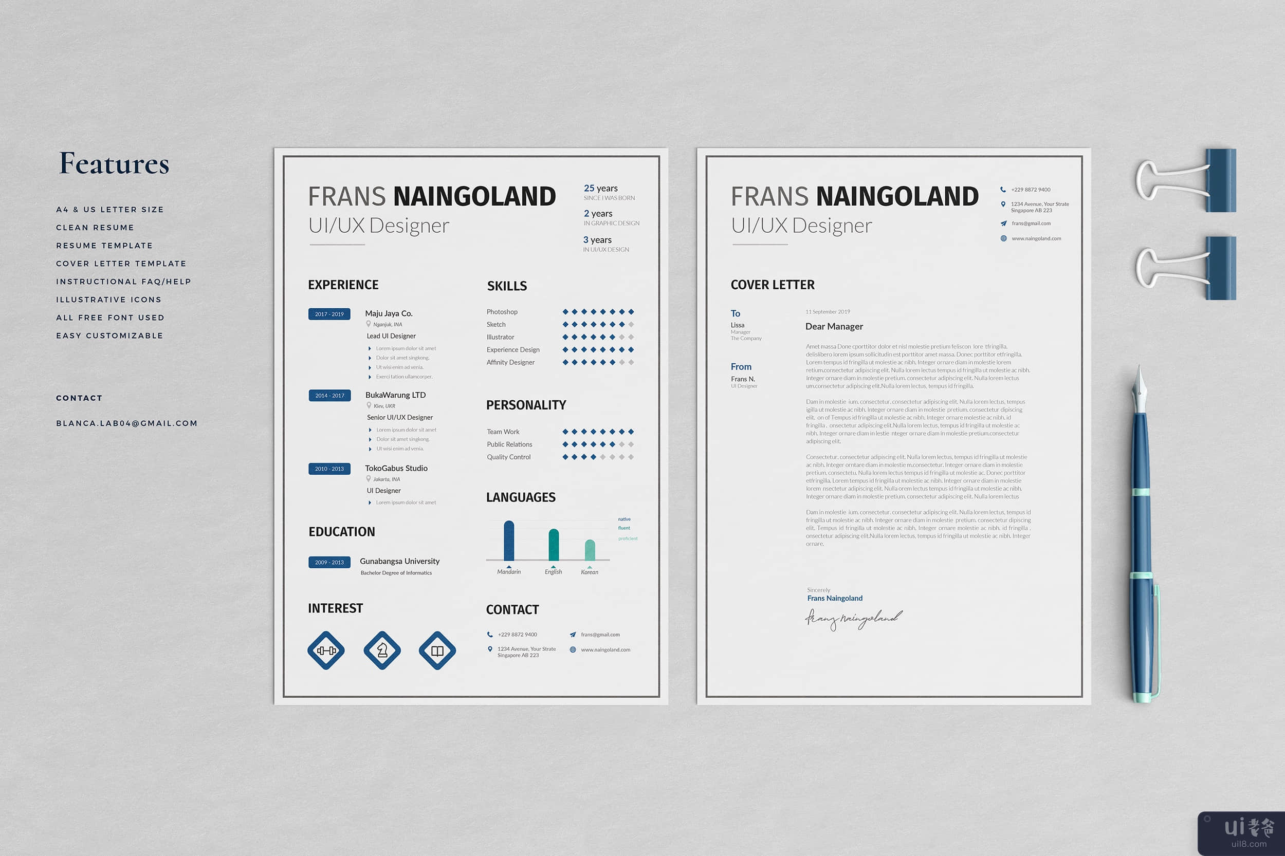 创意 Naingoland 简历模板(Creative Naingoland Resume Template)插图2