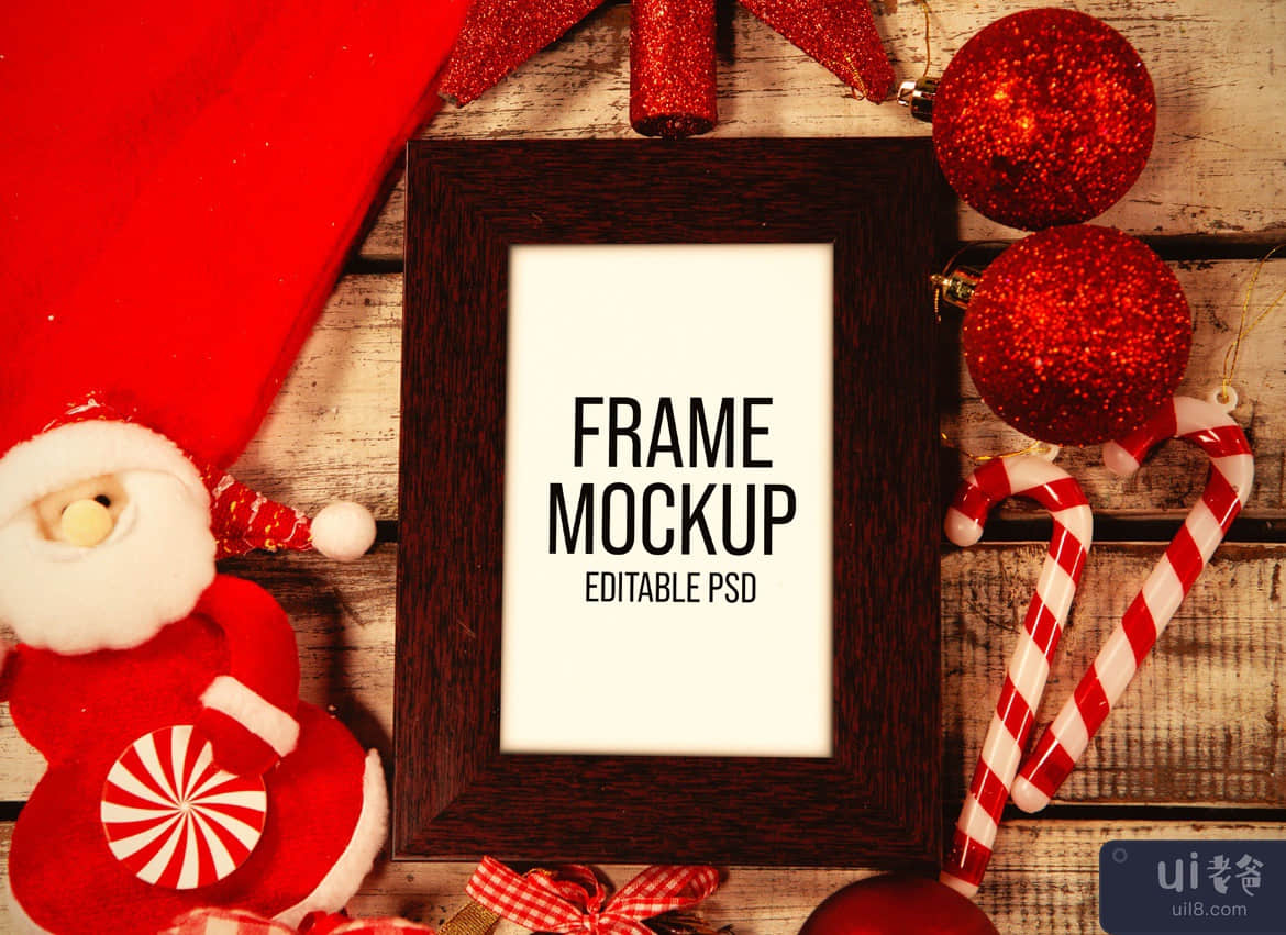圣诞相框样机集(Christmas Picture Frame Mockup Set)插图4