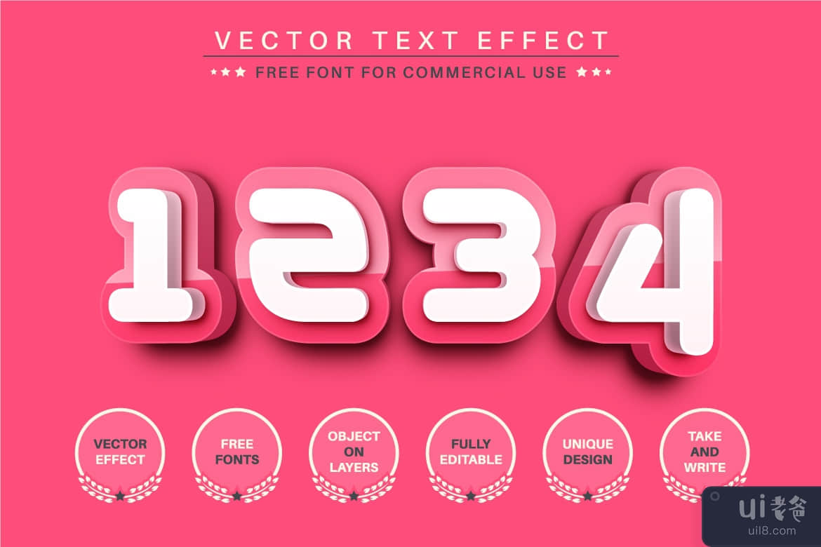 3D 粉色 - 可编辑文本效果，字体样式(3D Pink - Editable Text Effect, Font Style)插图3