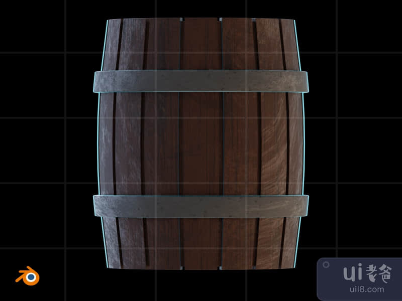 3D Game Item Glow In The Dark Illustration Pack - Wooden Barrel (Front)