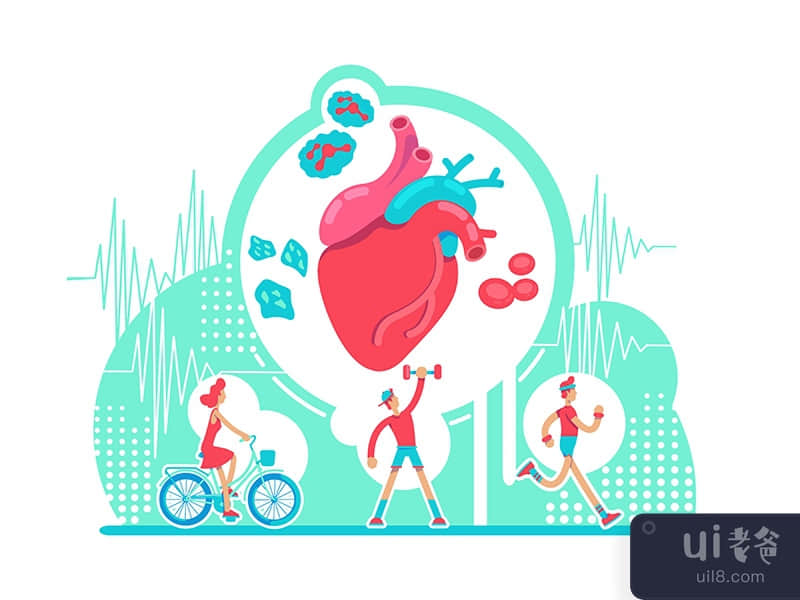 Cardiovascular system health care flat concept vector illustration