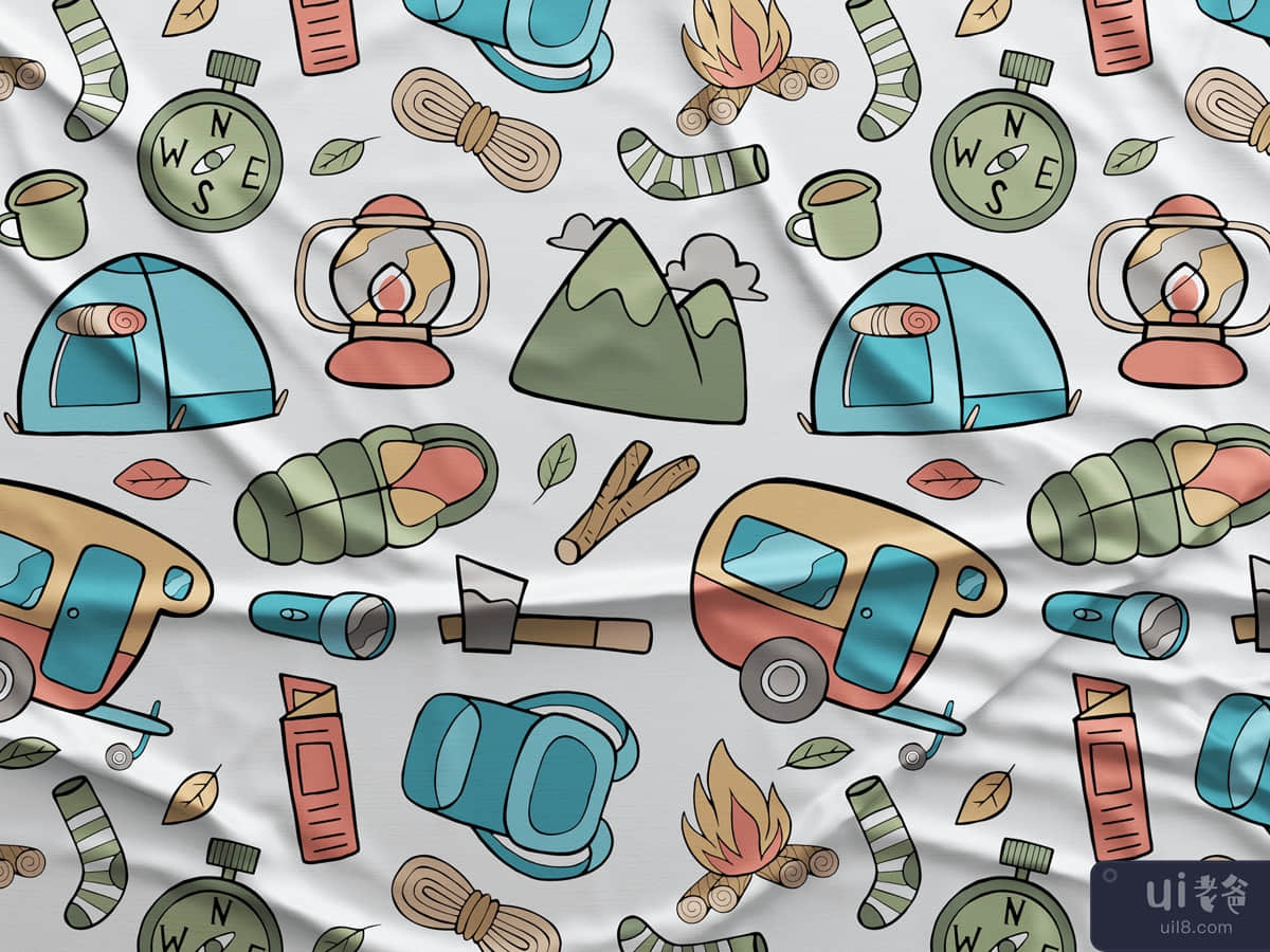 Camping Vector Seamless Pattern #01