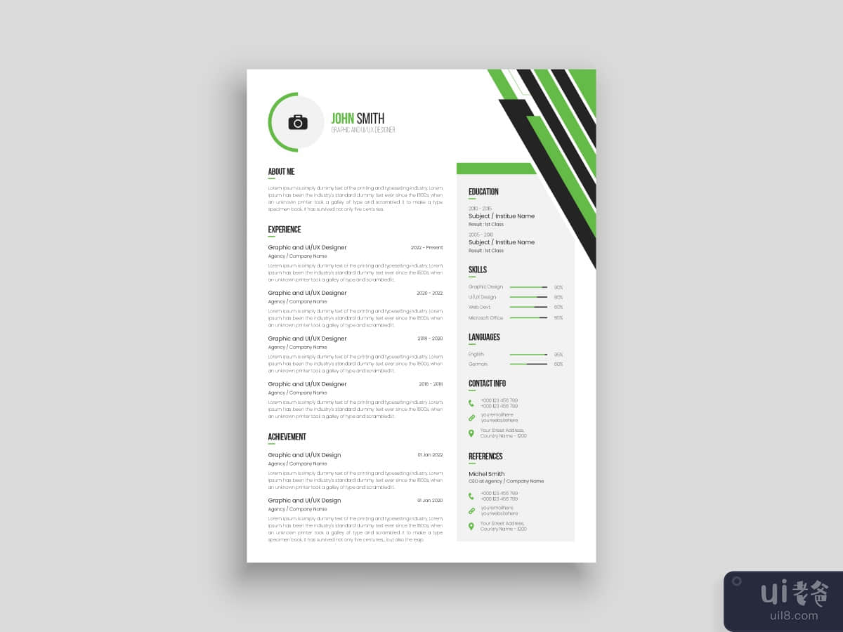 Corporate Creative Clean CV Resume Design Template